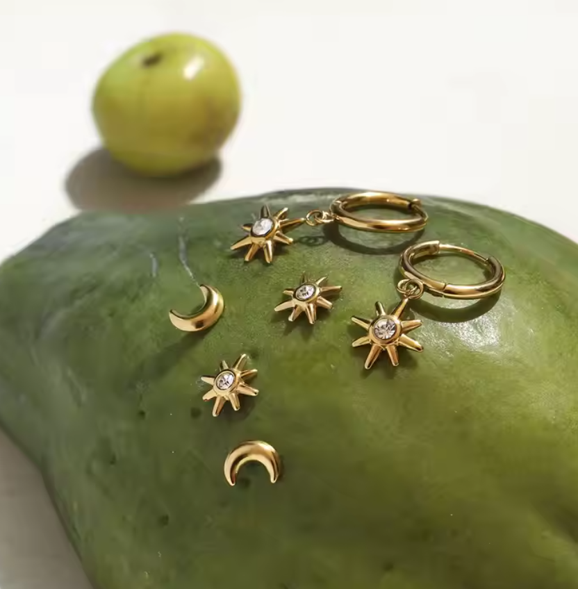 Moon & Star Stud Earrings